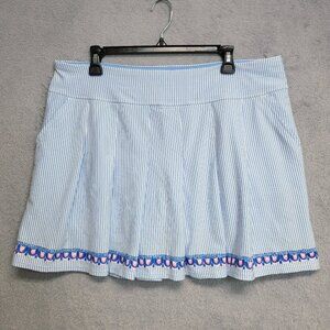 Lilly Pulitzer Skort Women 16 Blue Luxletic Priska Shirt Striped Seersucker